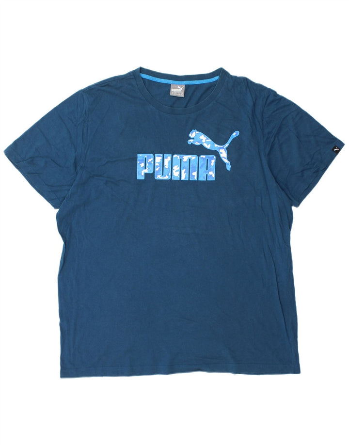 PUMA Grafisk T-shirt top til mænd 2XL marineblå