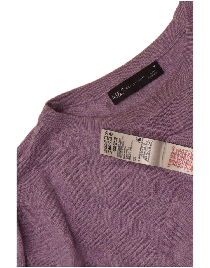 Marks & Spencer Dame Crop Boat Neck Jumper Sweater UK 14 Medium Purple