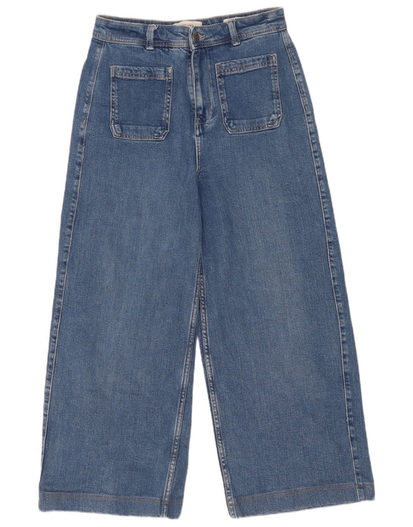 Marks & Spencer Kvinder Højtaljede Brede Ben Jeans UK 10 Small W28 L24 Blå