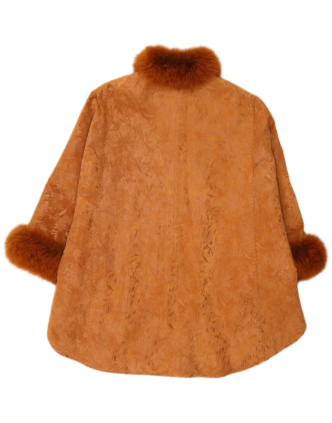 Vintage dame 3/4 ærmet ruskindsfrakke One Size brunt læder