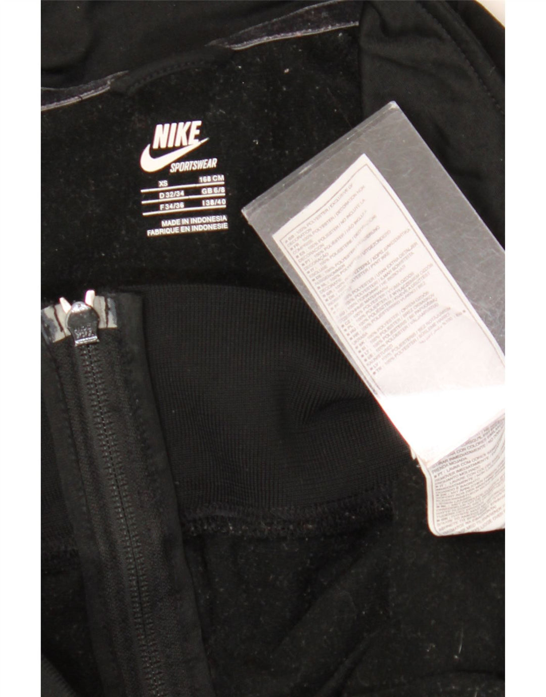 Nike træningsdragt topjakke til kvinder UK 6/8 XS sort stribet polyester