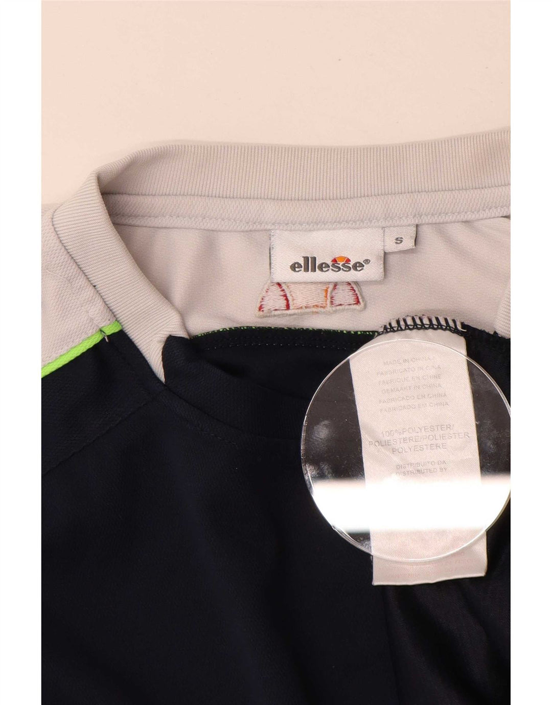 Ellesse Herre Grafisk T-Shirt Top Small Navy Blue Colourblock Polyester