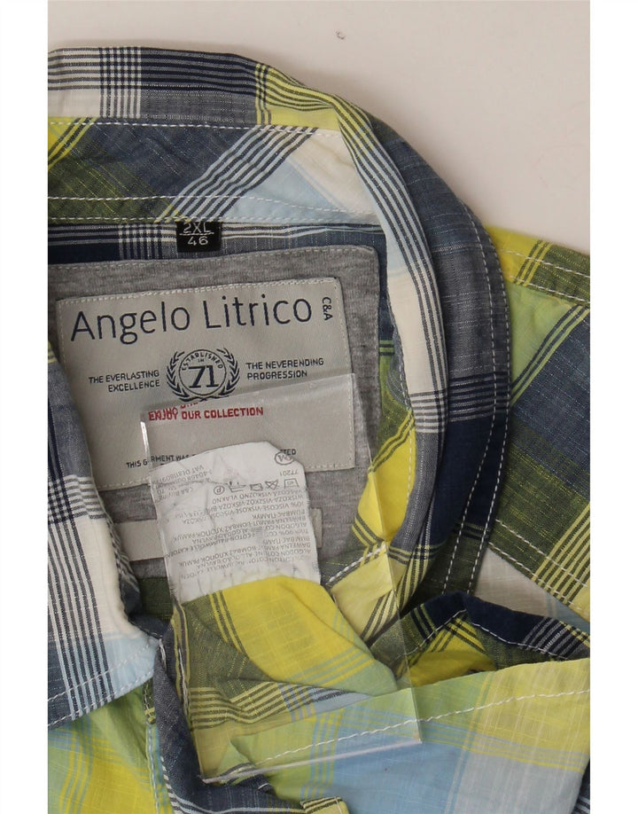 ANGELO LITRICO Mens Short Sleeve Shirt Size 46 2XL Multicoloured Plaid Vintage Angelo Litrico and Second-Hand Angelo Litrico from Messina Hembry 