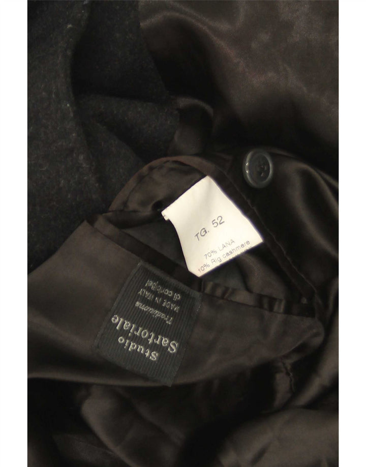Vintage Herre Overfrakke IT 52 XL Sort Uld