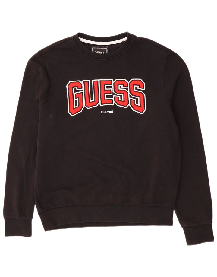 Guess Herre Grafisk Sweatshirt Jumper UK 34 Lille sort bomuld
