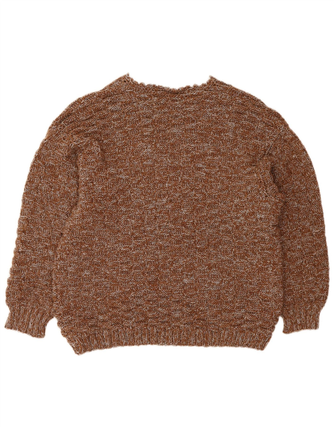 VINTAGE Dame V-hals sweater UK 16 Stor Brun Flecked