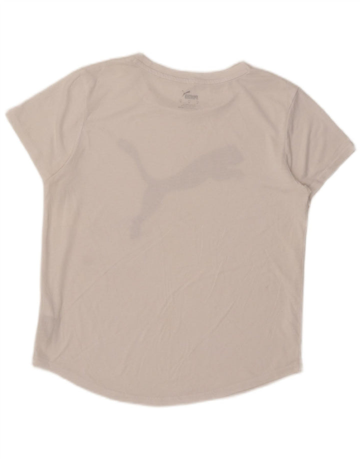 PUMA Grafisk T-Shirt Top UK 14 Medium White Polyester