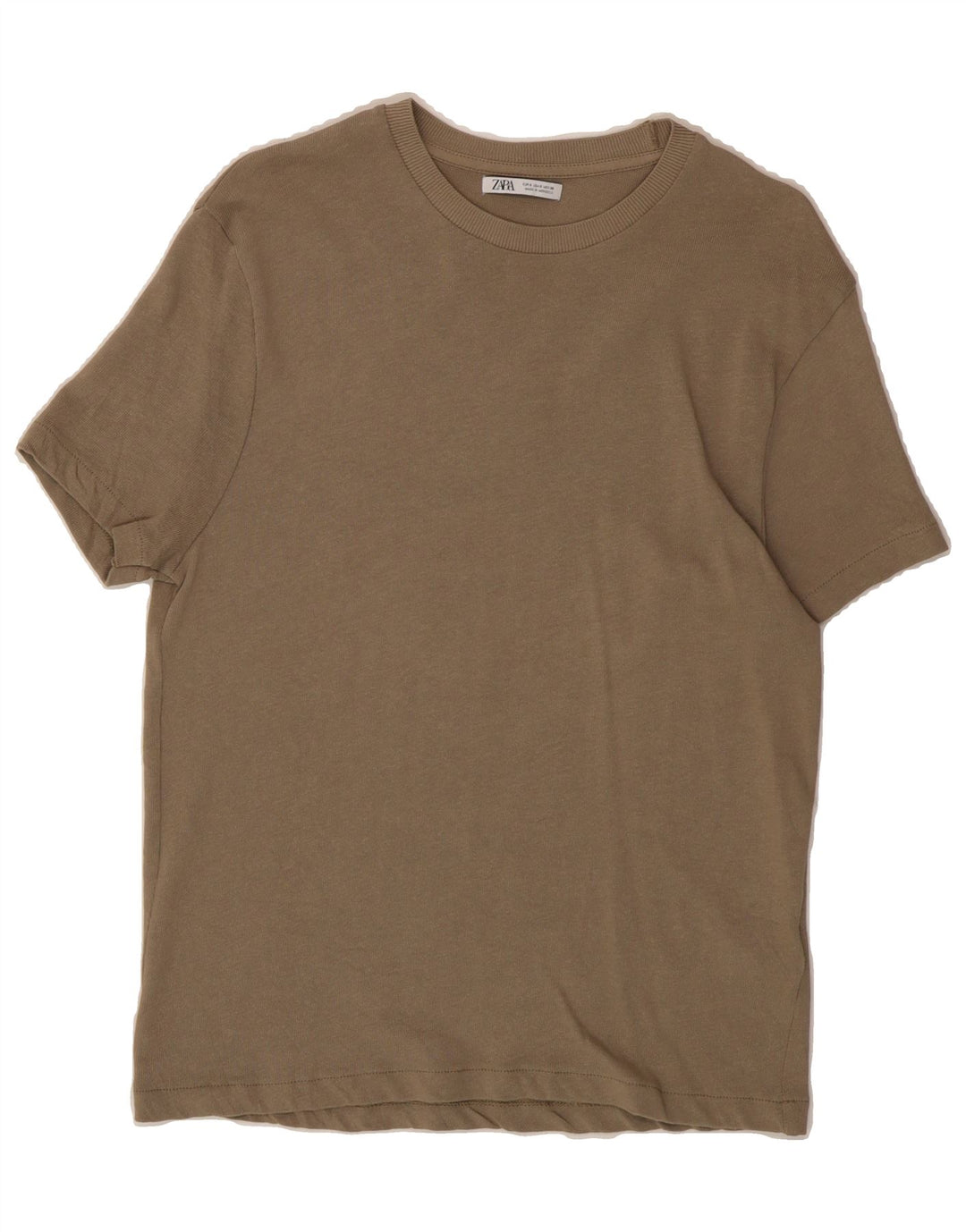 ZARA Mens T-Shirt Top Small Brown Cotton Vintage Zara and Second-Hand Zara from Messina Hembry 