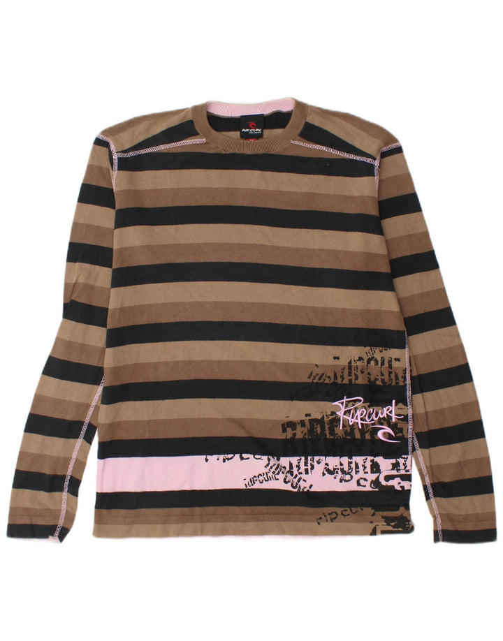 Rip Curl Herre grafisk top Langærmet medium brun stribet bomuld