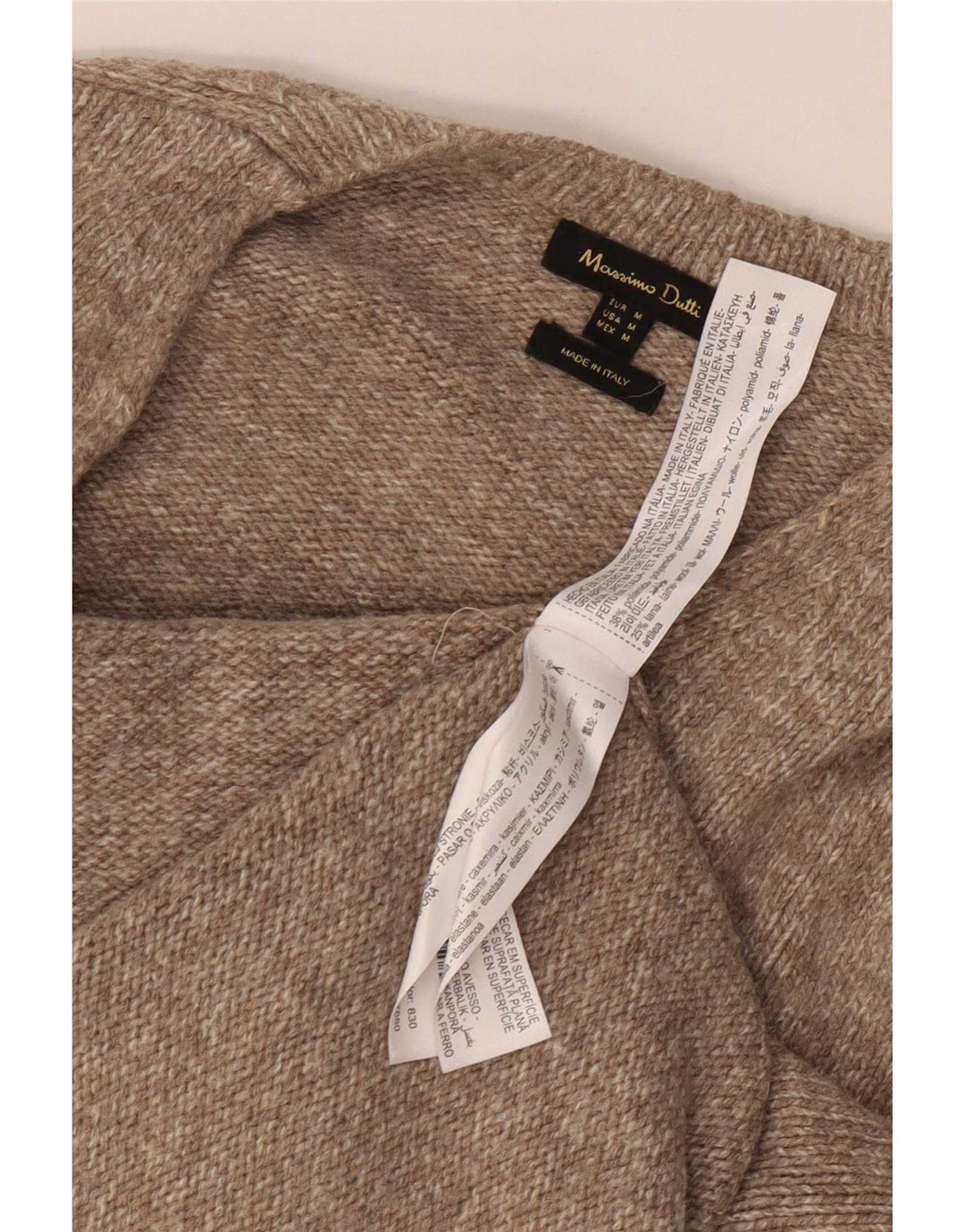 Massimo Dutti Herre V-hals sweater Medium Beige Polyamid
