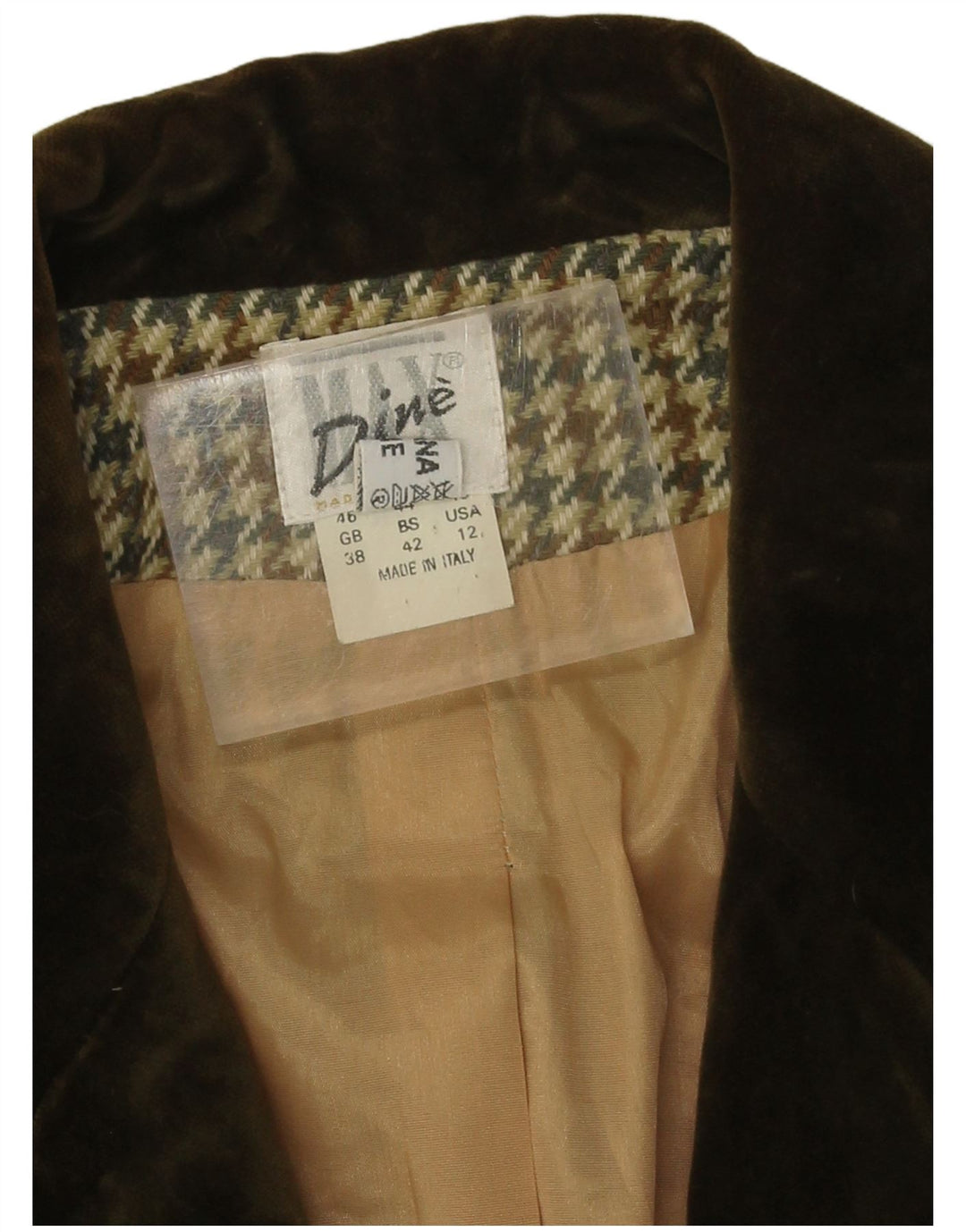 Vintage blazerjakke til kvinder med 1 knap EU 38 Medium Beige Houndstooth