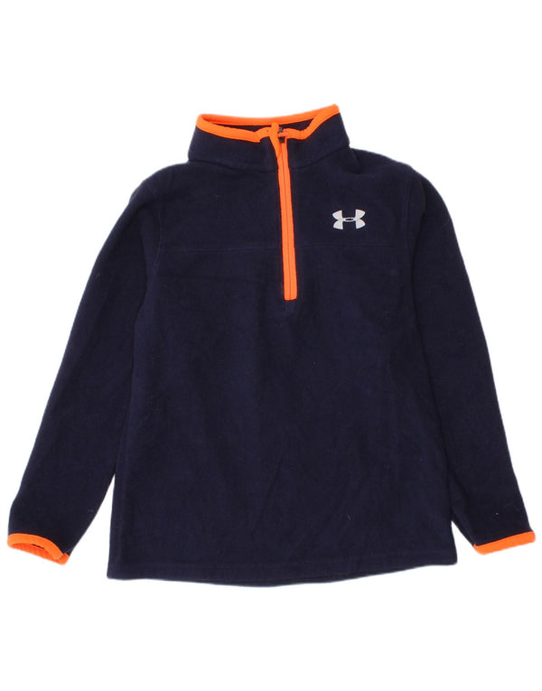 Under Armour Boys Zip Neck Fleece Jumper 4-5 År Navy Blue Polyester