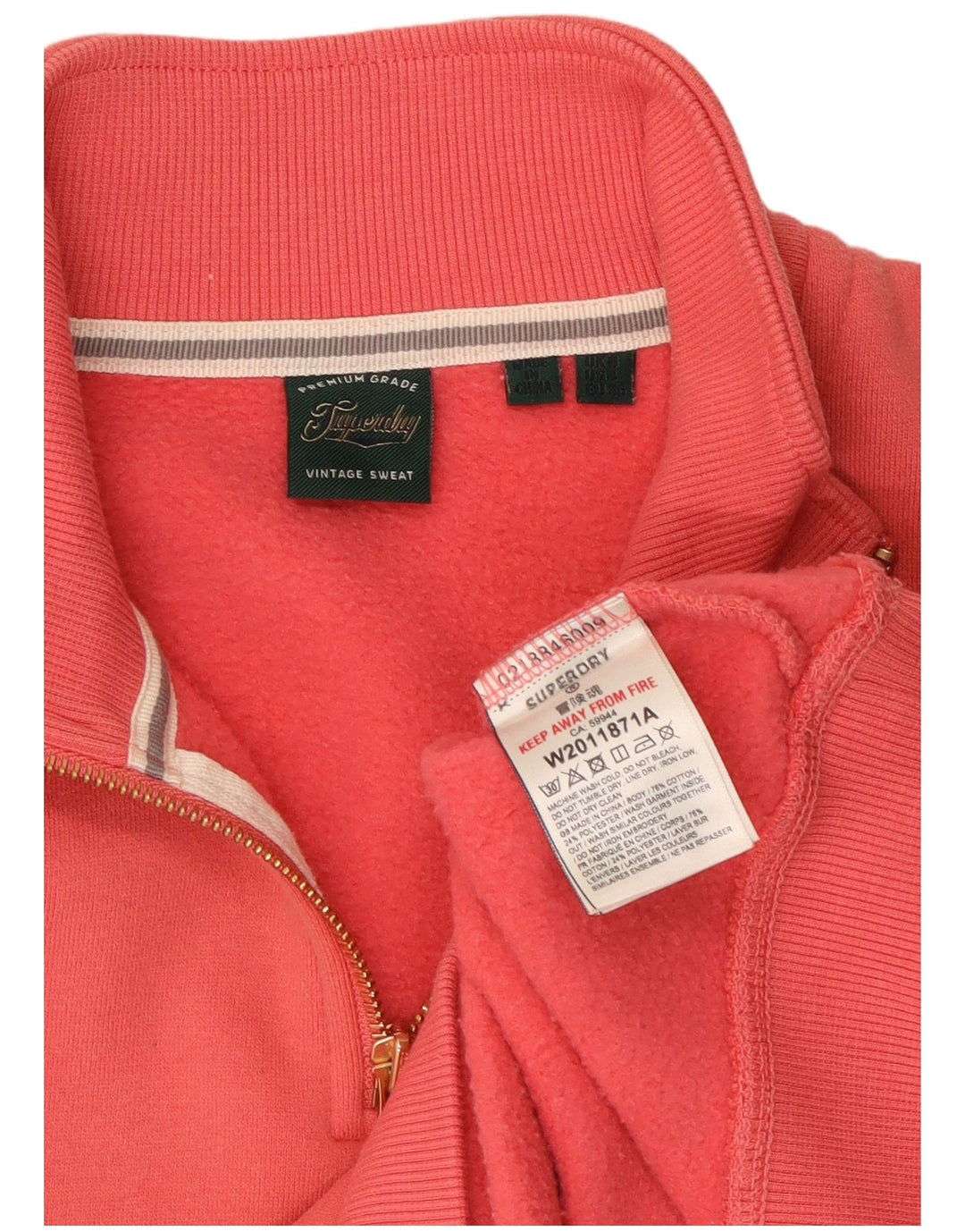 Superdry Womens Oversized Crop Zip Neck Sweatshirt Jumper UK 8 Small Pink