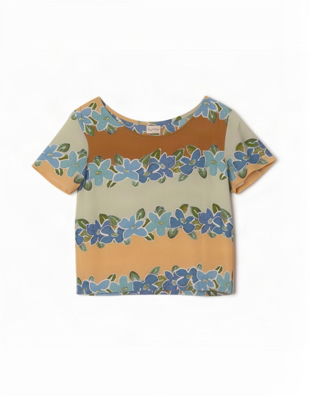 Byblos Womens Crop Bluse Top UK 14 Medium Multicolored Floral Viscose