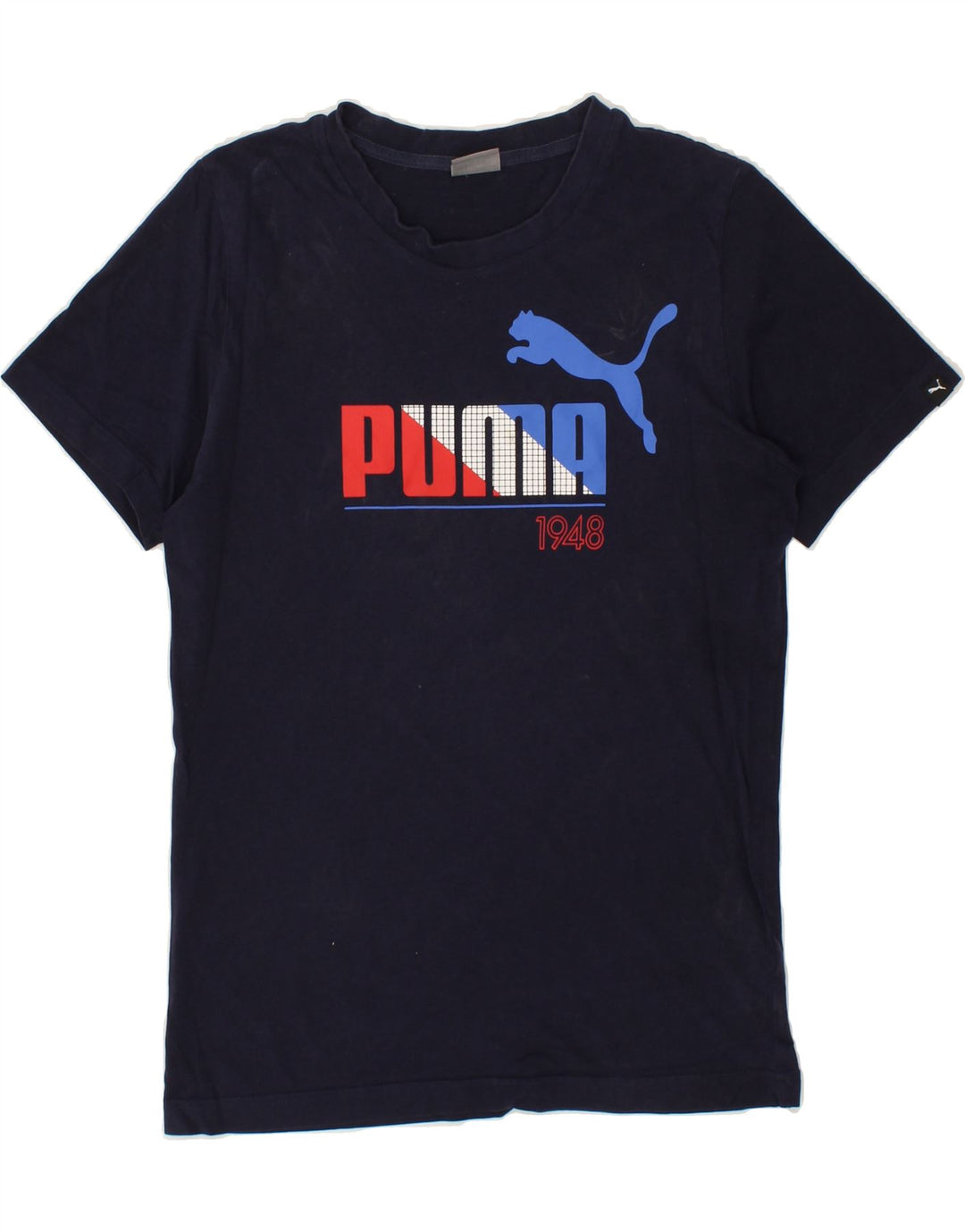 PUMA Mens Graphic T-Shirt Top Small Navy Blue Vintage Puma and Second-Hand Puma from Messina Hembry 