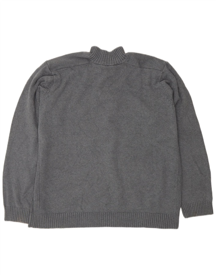 Marks & Spencer Herre Blue Harbor Button Neck Jumper Sweater 2XL Grå
