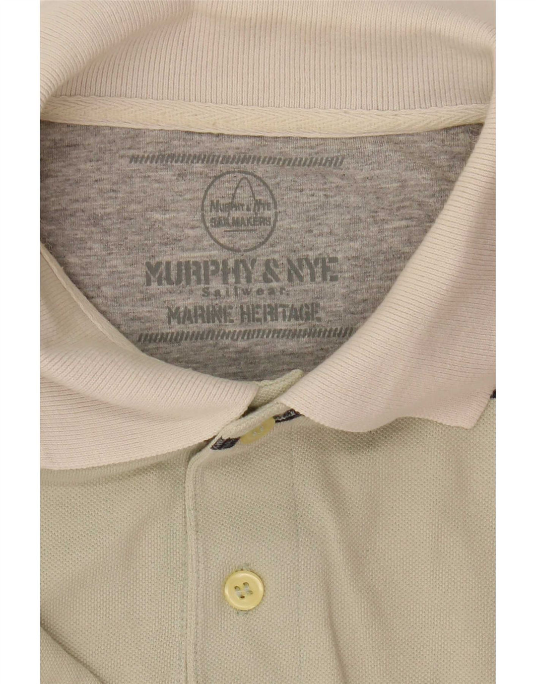 Murphy & Nye herre poloskjorte 2XL beige stribet bomuld
