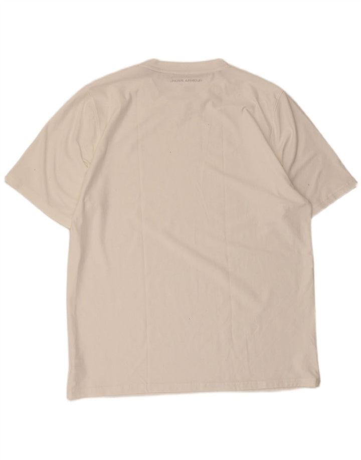 Under Armour Herre Heat Gear Regular Fit T-Shirt Top Stor Hvid Polyester