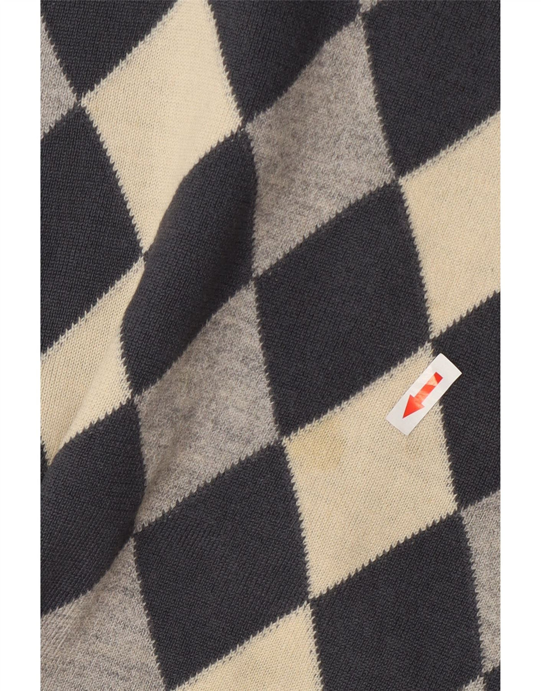 St Michael Dame Boat Neck Jumper Sweater UK 12 Medium Grey Argyle/Diamond