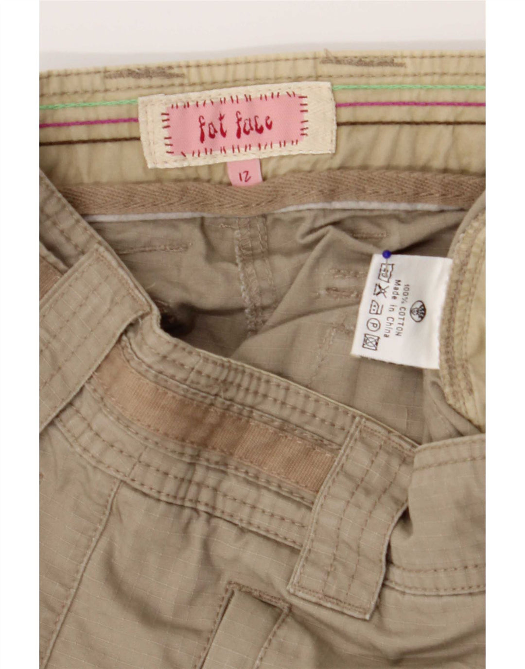 Fat Face Dame Cargo Shorts UK 12 Medium W30 Khaki Bomuld
