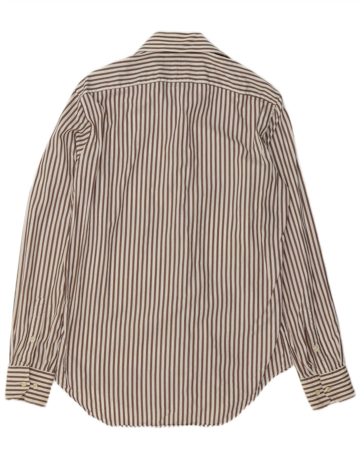 MASSIMO DUTTI herreskjorte str. 39 15 1/2 medium brun nålestribet bomuld