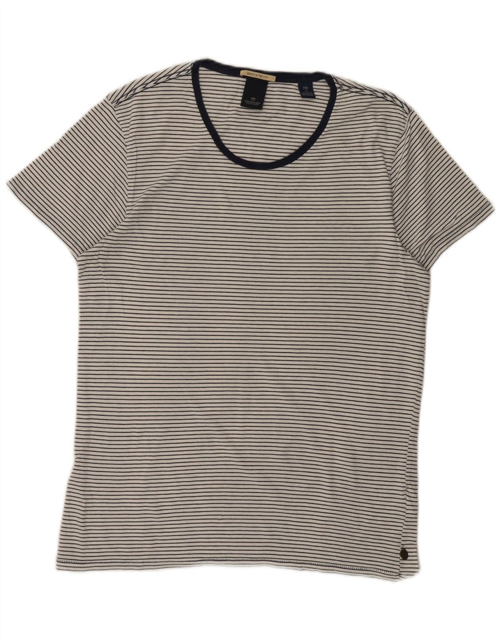 SCOTCH & SODA Herre T-shirt Top Medium White Pinstripe Bomuld