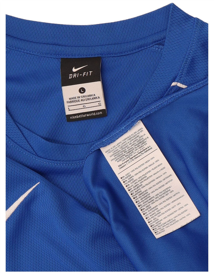 Nike Herre Dri Fit T-Shirt Top Stor Blå Polyester