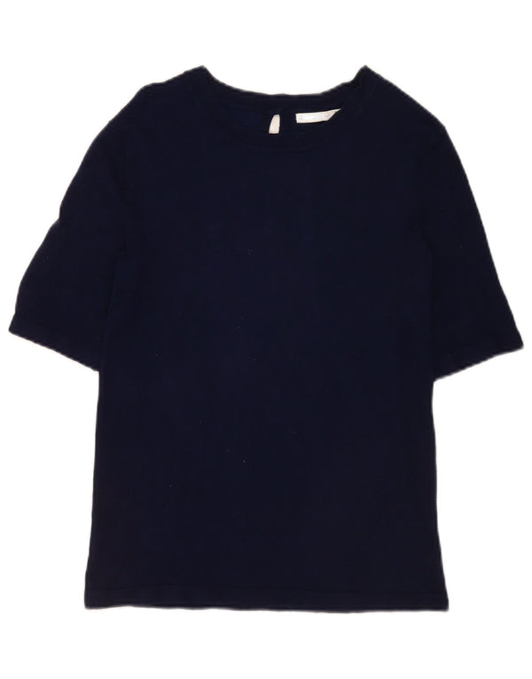 Zara Dame T-Shirt Top UK 14 Large Navy Blue