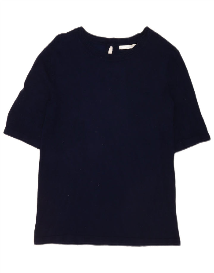 Zara Dame T-Shirt Top UK 14 Large Navy Blue