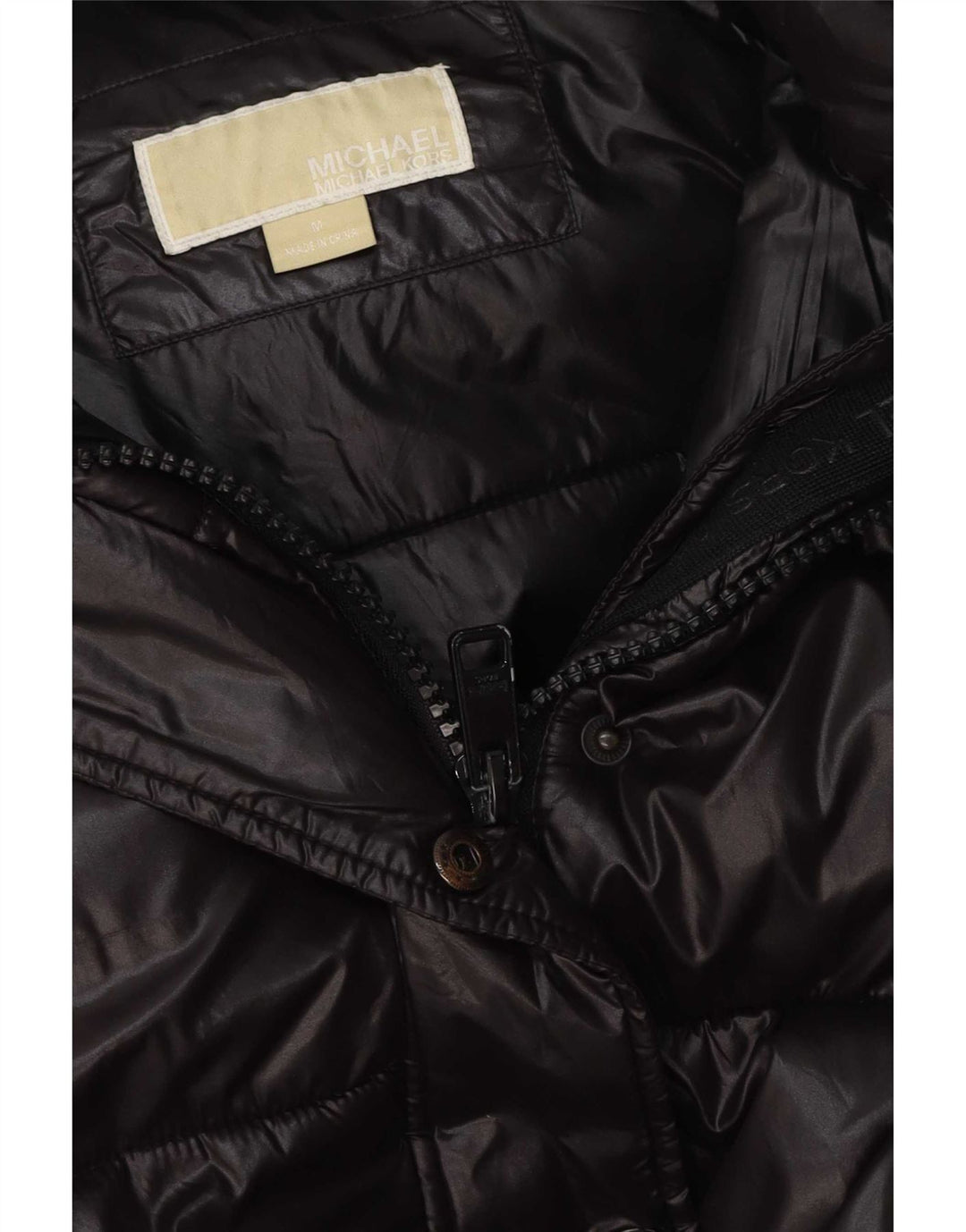 Michael Kors Herre hættepolstret jakke UK 38 Medium Sort Polyester