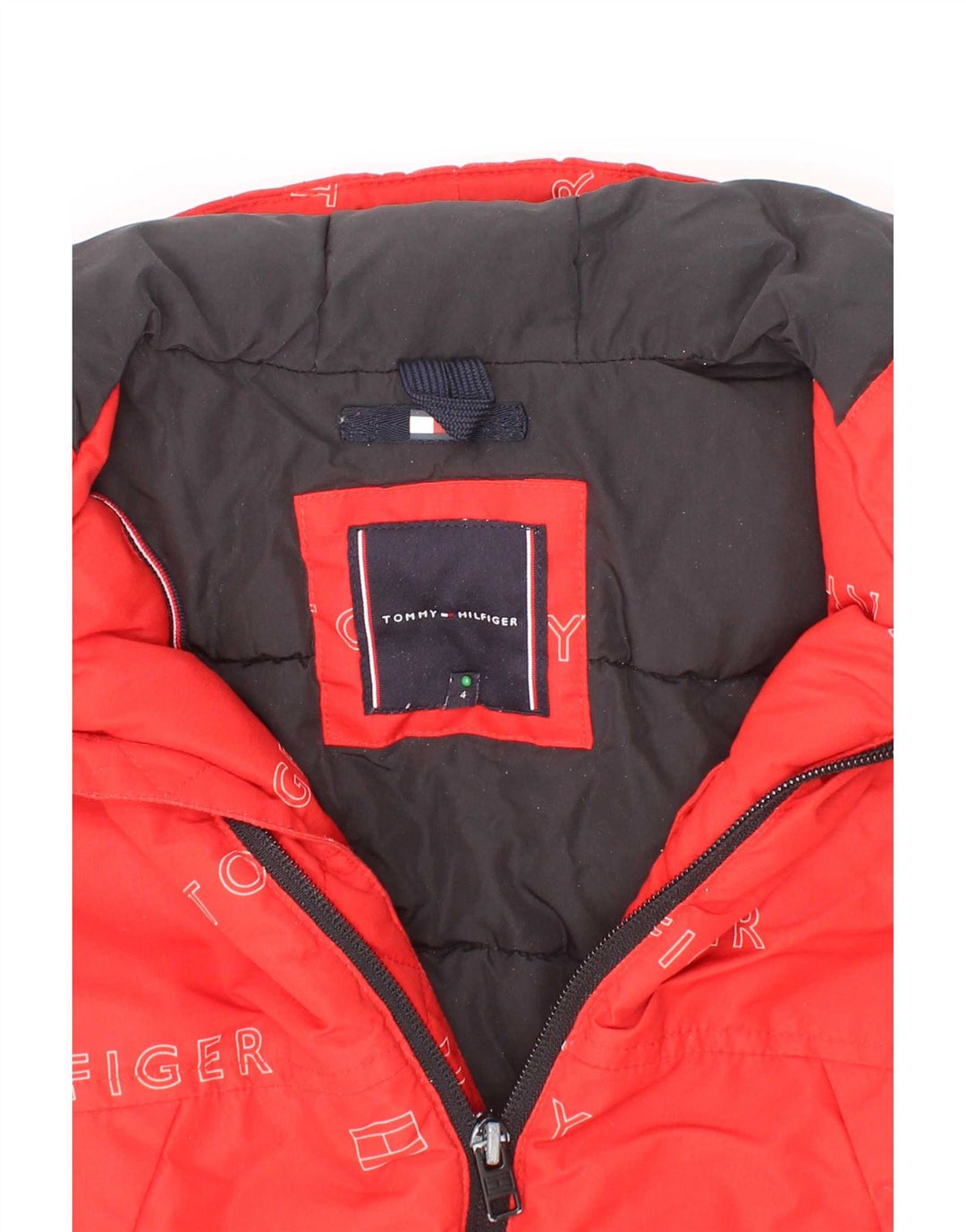 Tommy Hilfiger drenge grafisk polstret hættejakke 3-4 år rød polyester