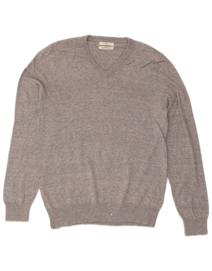 Marks & Spencer Herre V-hals sweater lille grå flækket bomuld