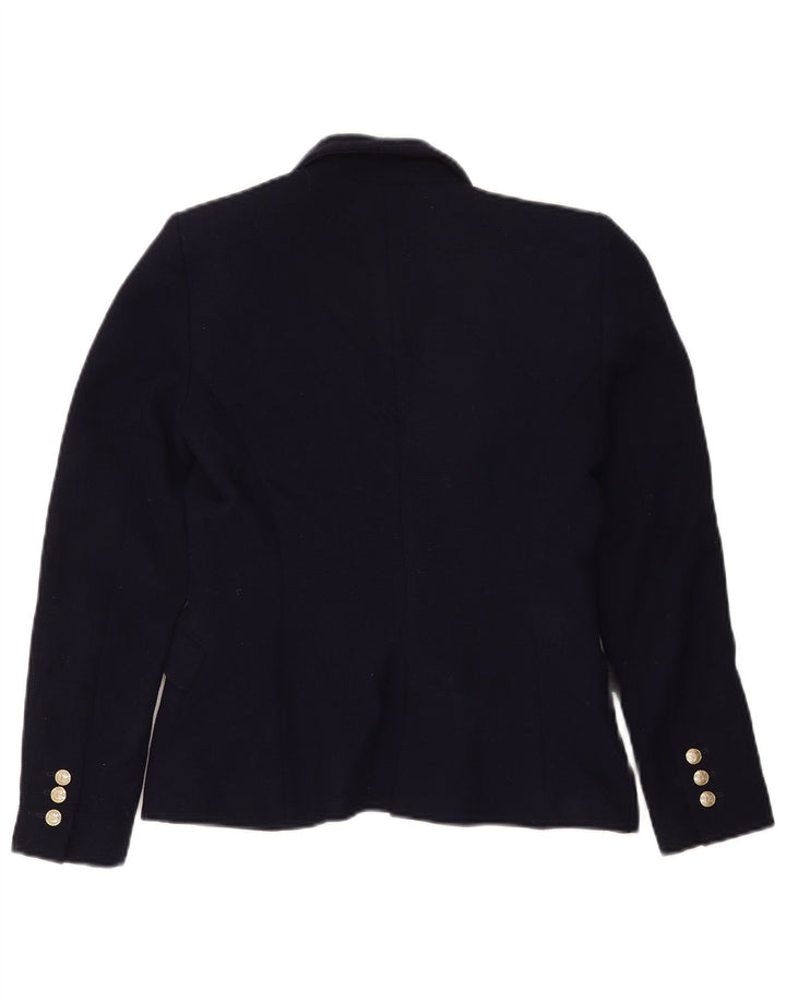 Zara Dame 1 Knap Blazer Jacket UK 12 Medium Navy Blue Polyester