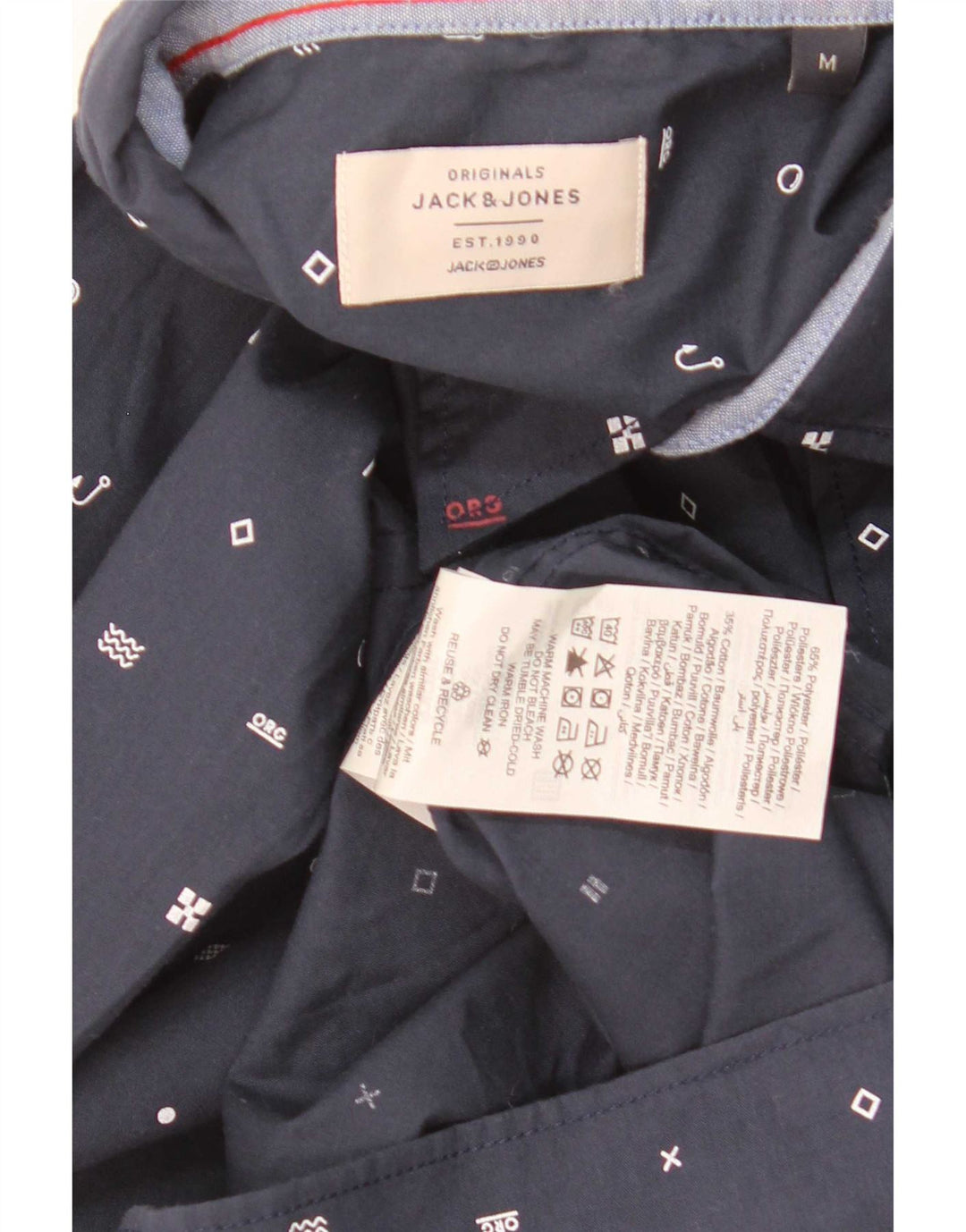 Jack & Jones Herre abstrakt mønster skjorte medium marineblå polyester