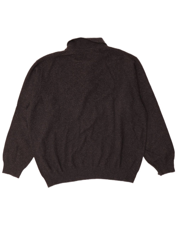 Benetton Herre Polo Neck Jumper Sweater XL Grå Ny Uld