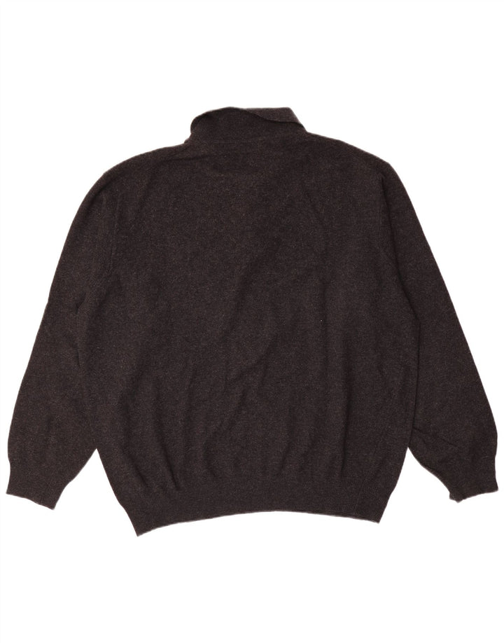 Benetton Herre Polo Neck Jumper Sweater XL Grå Ny Uld
