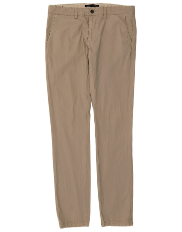 Zara Herre Slim Chino Bukser EU 40 Medium W31 L33 Beige Bomuld