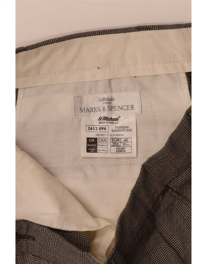 Marks & Spencer Herre St. Michael Pegged Suit Bukser W32 L29 Grå ternet