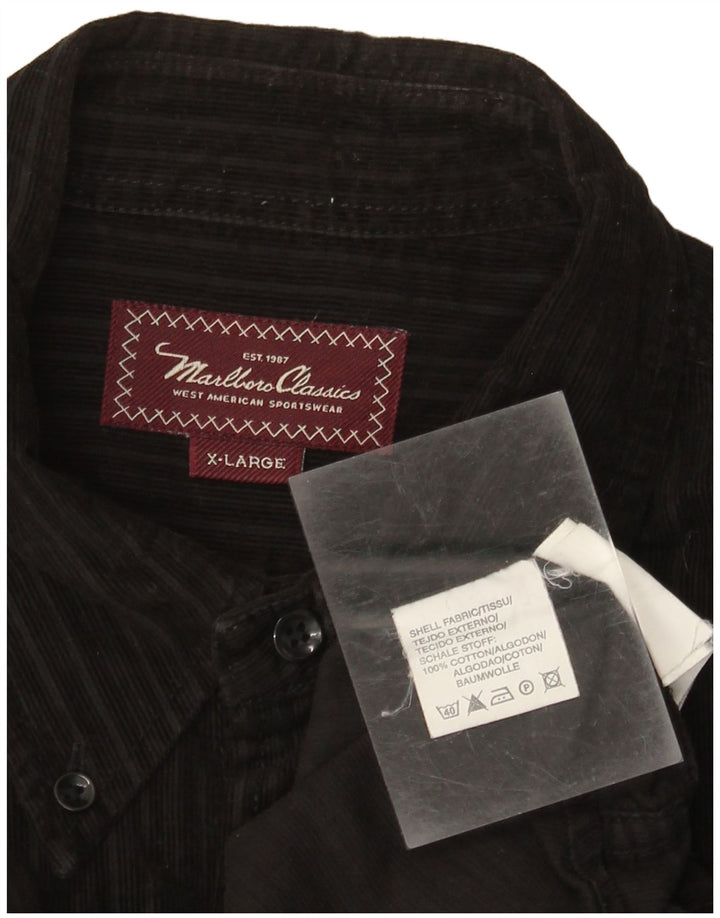 Marlboro Classics Herre fløjlsskjorte XL Sort bomuld