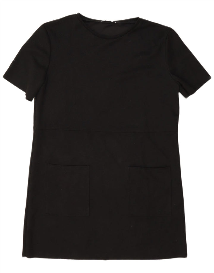 Zara Dame T-Shirt Kjole UK 16 Stor Sort Polyester