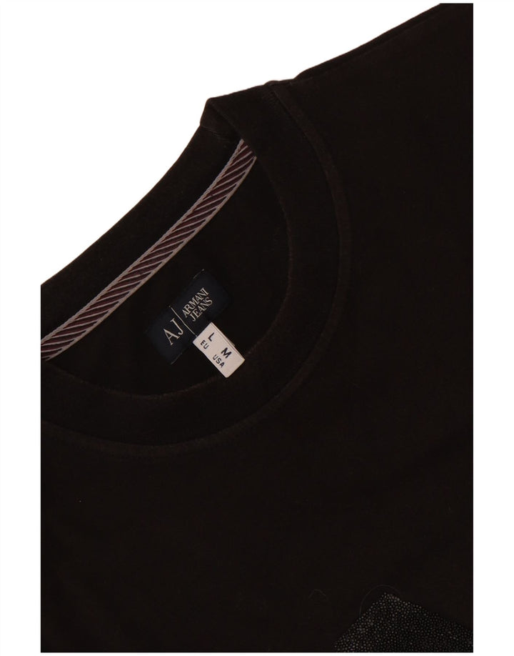 Armani Jeans Herre grafisk T-shirt Top Medium Sort