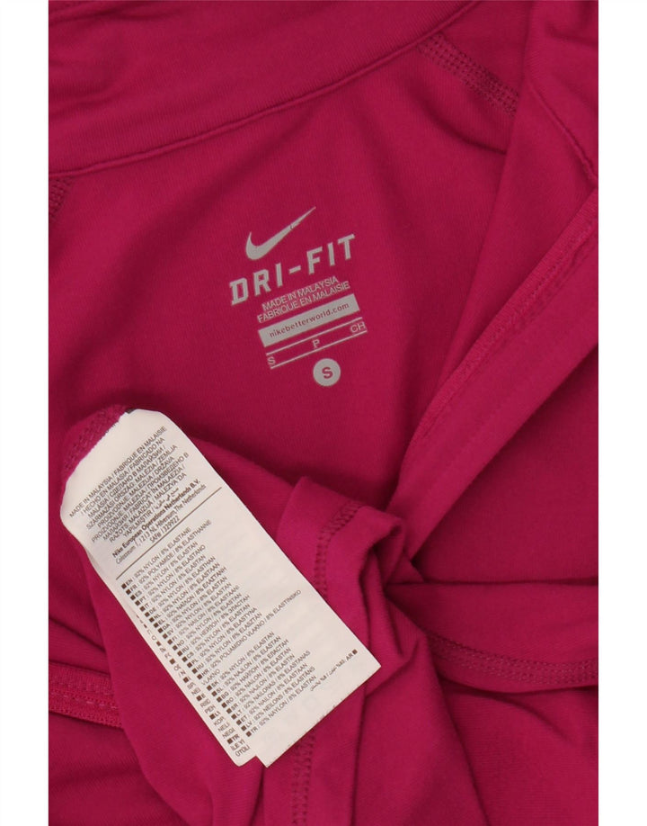 NIKE Dame Dri Fit Pullover med lynlås-hals Træningsdragt Top UK 10 Lille Pink Nylon