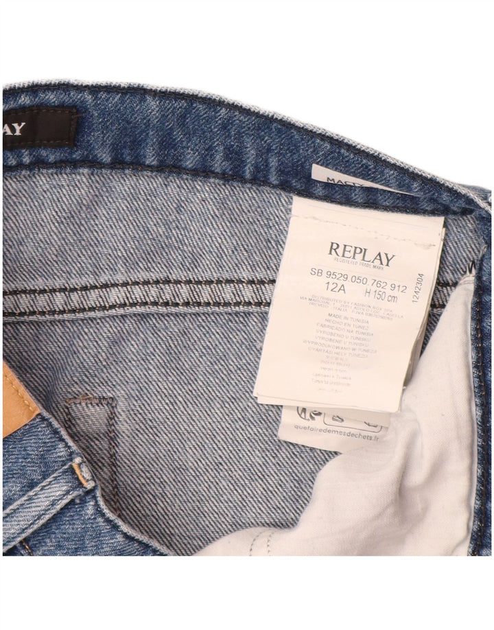 REPLAY Drenge Cargo Denim Shorts 11-12 år W26 Blue Cotton