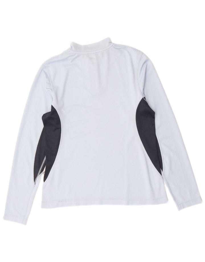 Crane Womens Zip Neck Top Langærmet UK 10 Small Blue Colourblock