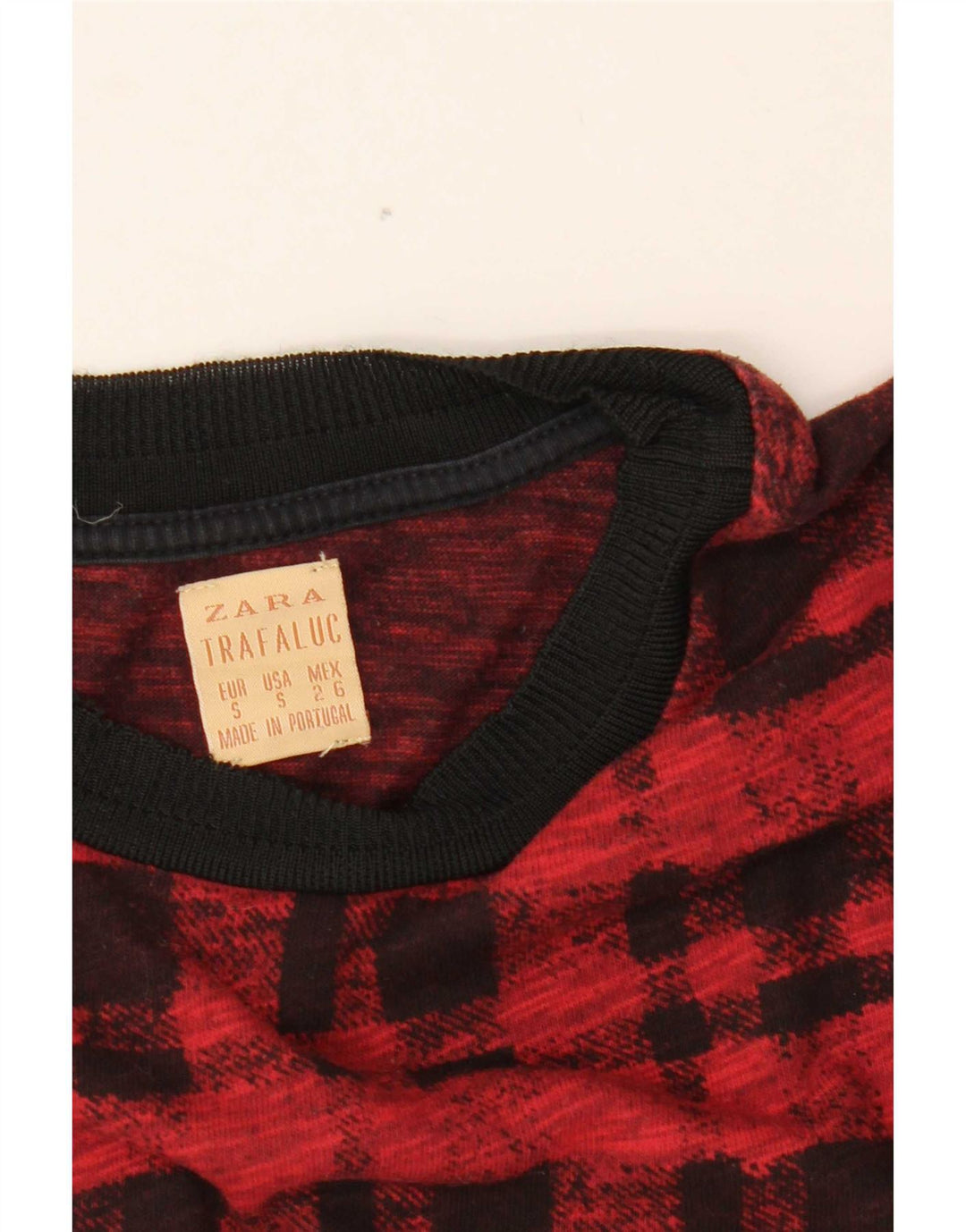 Zara Dame Trafaluc Top Langærmet UK 10 Lille Rød Plaid