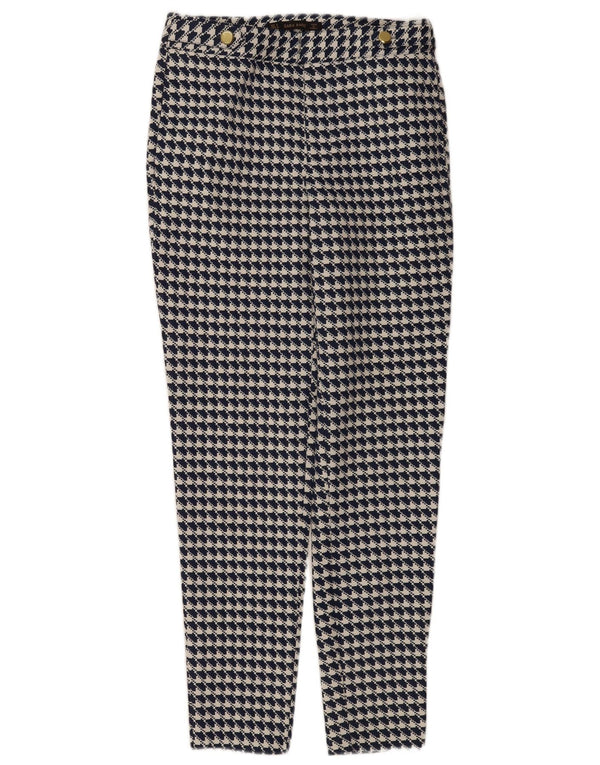 Zara Dame Slim Chino Bukser Small W26 L30 Navy Blue Geometric