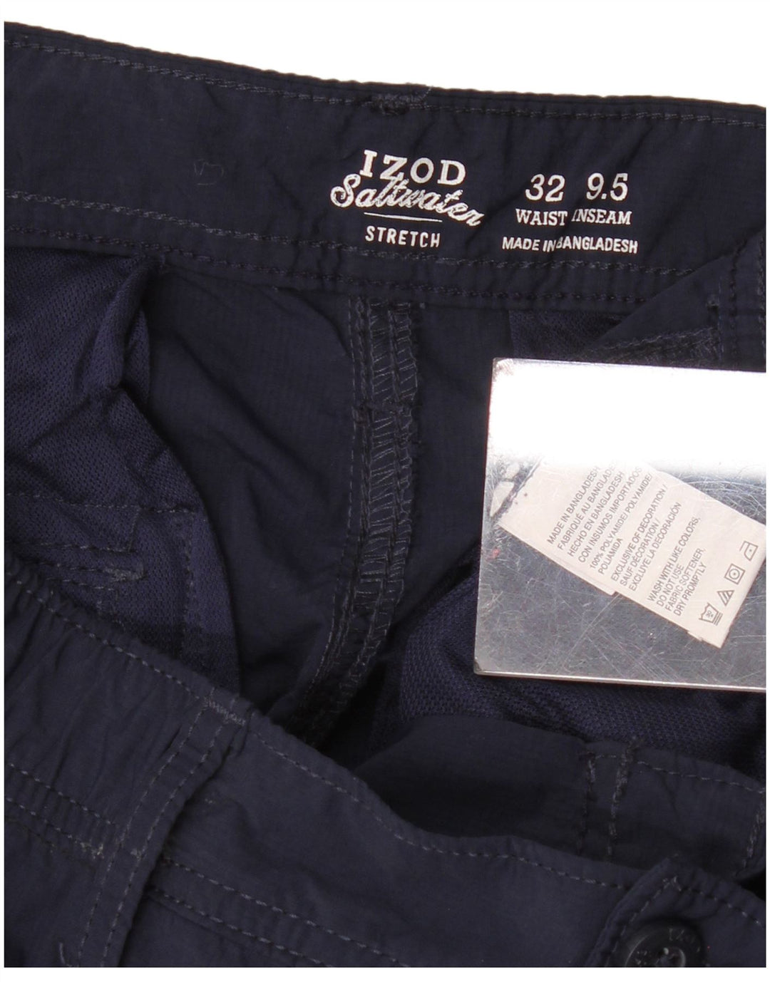 IZOD Herre Salt Water Cargo Shorts W32 Medium Navy Blue Polyamid