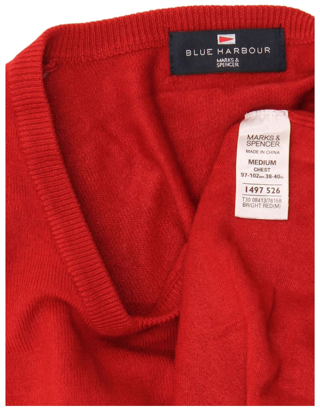 Marks & Spencer Herre Blue Harbor V-hals sweater Medium Rød Akryl