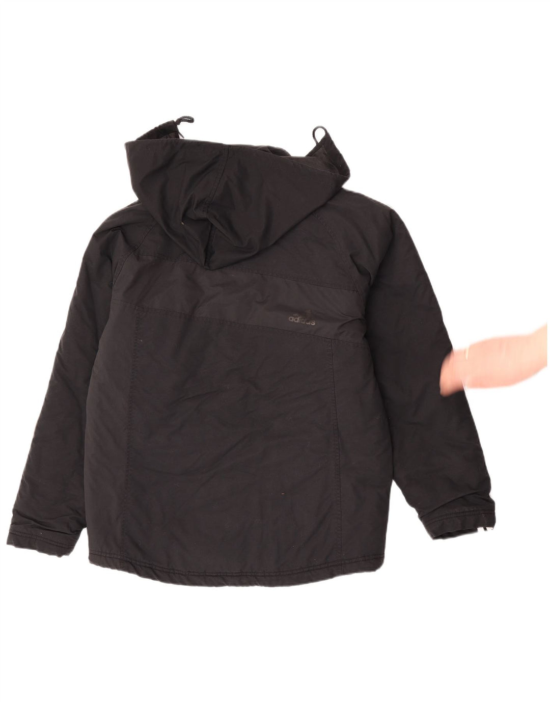 Adidas Herre Hooded Windbreaker Jacket UK 36 Small Black Polyamide