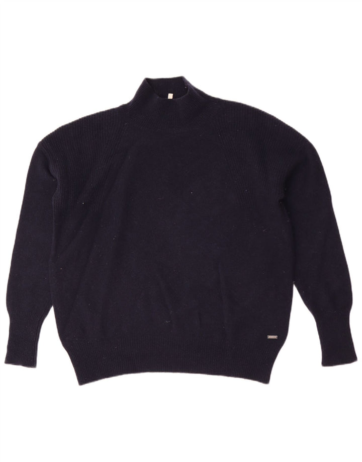 Joules Dame Turtle Neck Jumper Sweater UK 12 Medium Navy Blue Wool